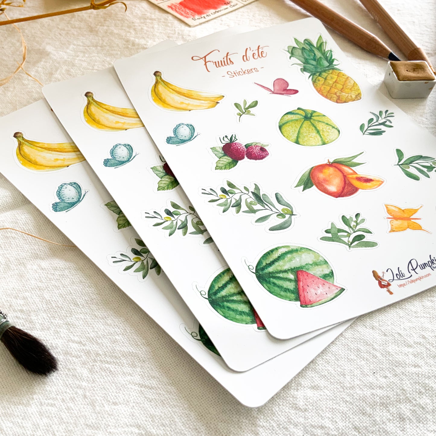 Planche de stickers - Fruits d'été